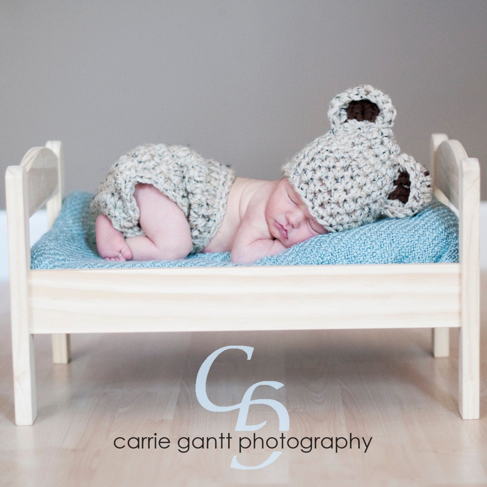 Diaper Cover Hat SET / Oatmeal Chunky Baby Bear / you choose size / some sizes are ready to ship / photo prop