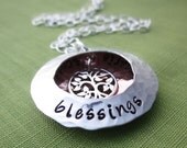 Personalized Locket Necklace - Texturized with Tree of Life Charm - Sterling Silver and Copper - Hand Stamped Jewelry