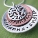 Small Grandma Necklace with Tree of Life Charm - Sterling Silver and Copper - Personalized Grandma Necklace - Hand Stamped Jewelry
