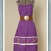 Womens 1970s Vintage Bohemian Purple Spanish Inspired Sun Dress