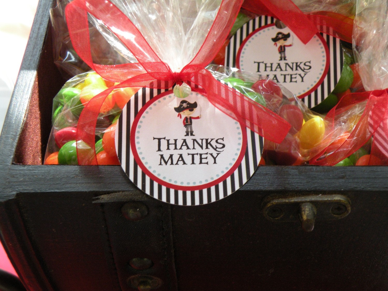 Pirate Theme Party Favor Thank You Gift Tags (red, black, white) Boy DIY Printable
