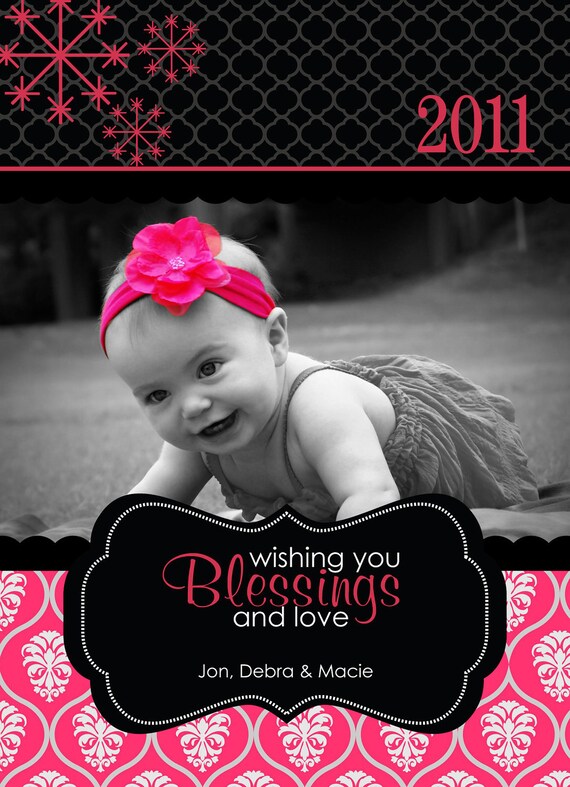 Blessings Custom Christmas Holiday Photo Card Il_570xn