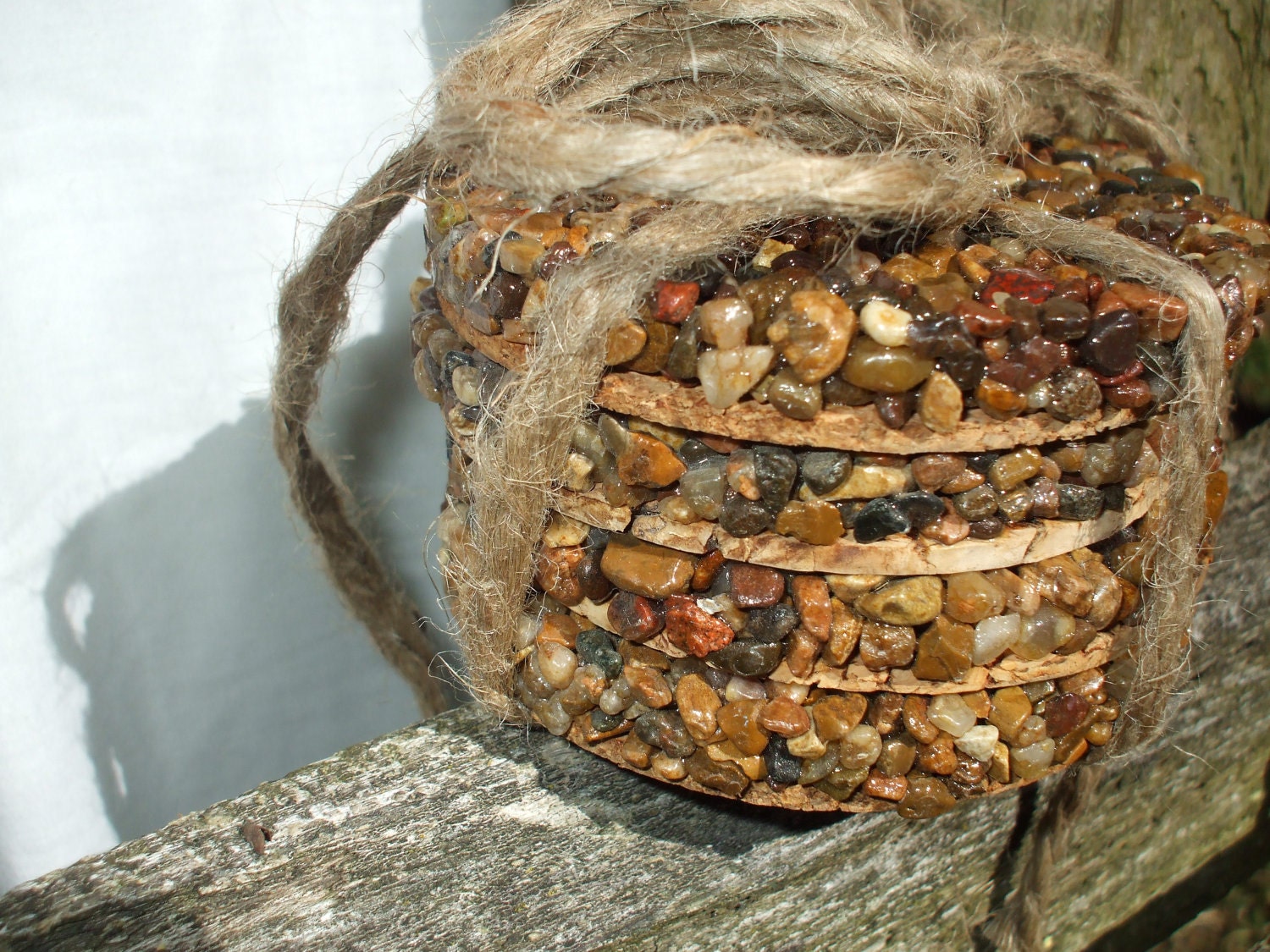 Pebble and Cork Coasters, set of 4