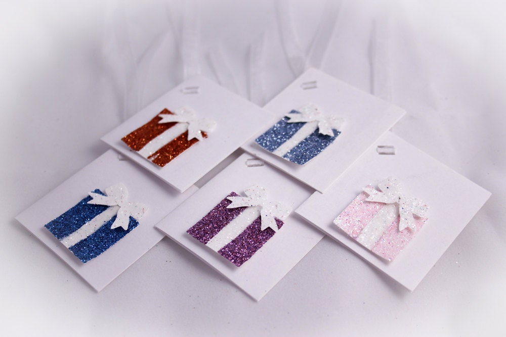 Glitter Vertical Single Stripe Gift Box Gift Tag  (Set of 5)