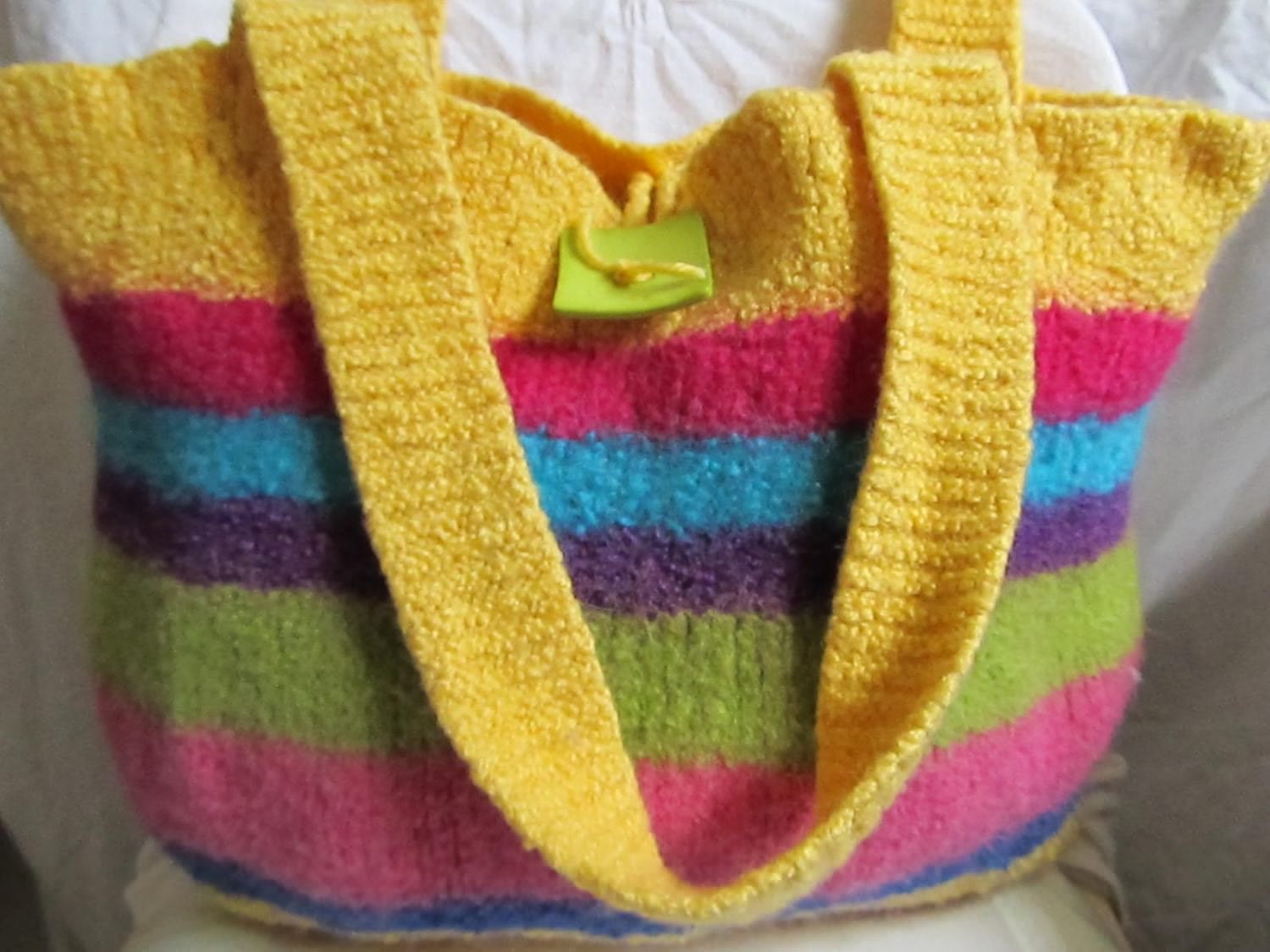 Felted Bag: California Poppies. Sunshine bright and multicolor stripes create this large felted gypsy bag