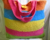 Felted Bag: Miami Beach. Peach, aqua,yellow, pink and green make this jumbo felted gypsy bag