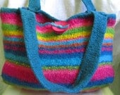 Felted Bag: Snorkling in Cancun. This gypsy bag is felted with brilliantly vivid organic yarns in size large