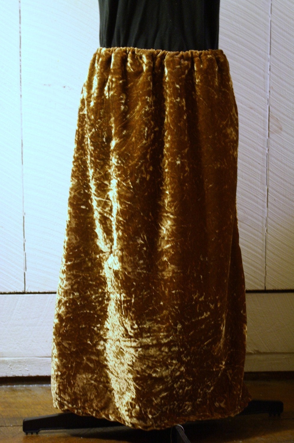 Women's Golden Wheat Velvet long Skirt, Upcycled, Eco friendly