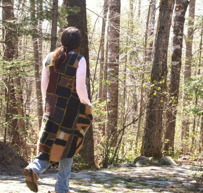 Upcycled Felted Wool Sweater Vest, Hand Sewn, One of a Kind