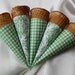 RESERVED- Green Gingham Ice Cream Cone Sleeves (Set of 65)
