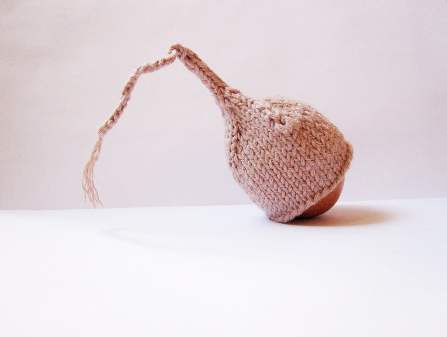 Beige Egg Cozy Pixie Hat Everyday Handknit Pure Cotton Natural Neutral freeshippingfrance team trade on
