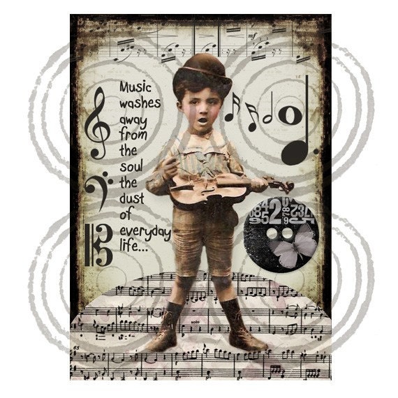 0216- 5x7 Digital Download Original Hybrid Collage Printable Wall Art Sheet Altered Mixed Media Printable Card ATC ACEO Art Journal Paper