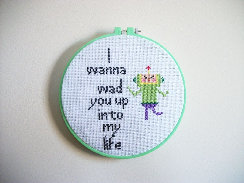 Katamari que sera sera lyrics cross stitch wall hanging