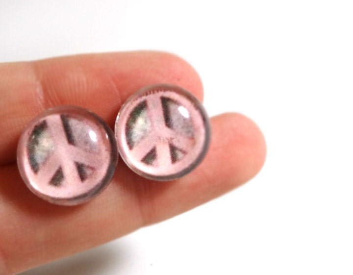 Cute Pink Peace Sign Earrings - Glamour365