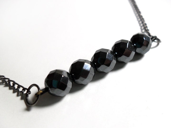 Black Faceted Rondelle Necklace - Glamour365