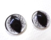 16mm White Glass Dragon Eye Cabochons - Evil Eyes for Doll or Jewelry Making - Set of 2