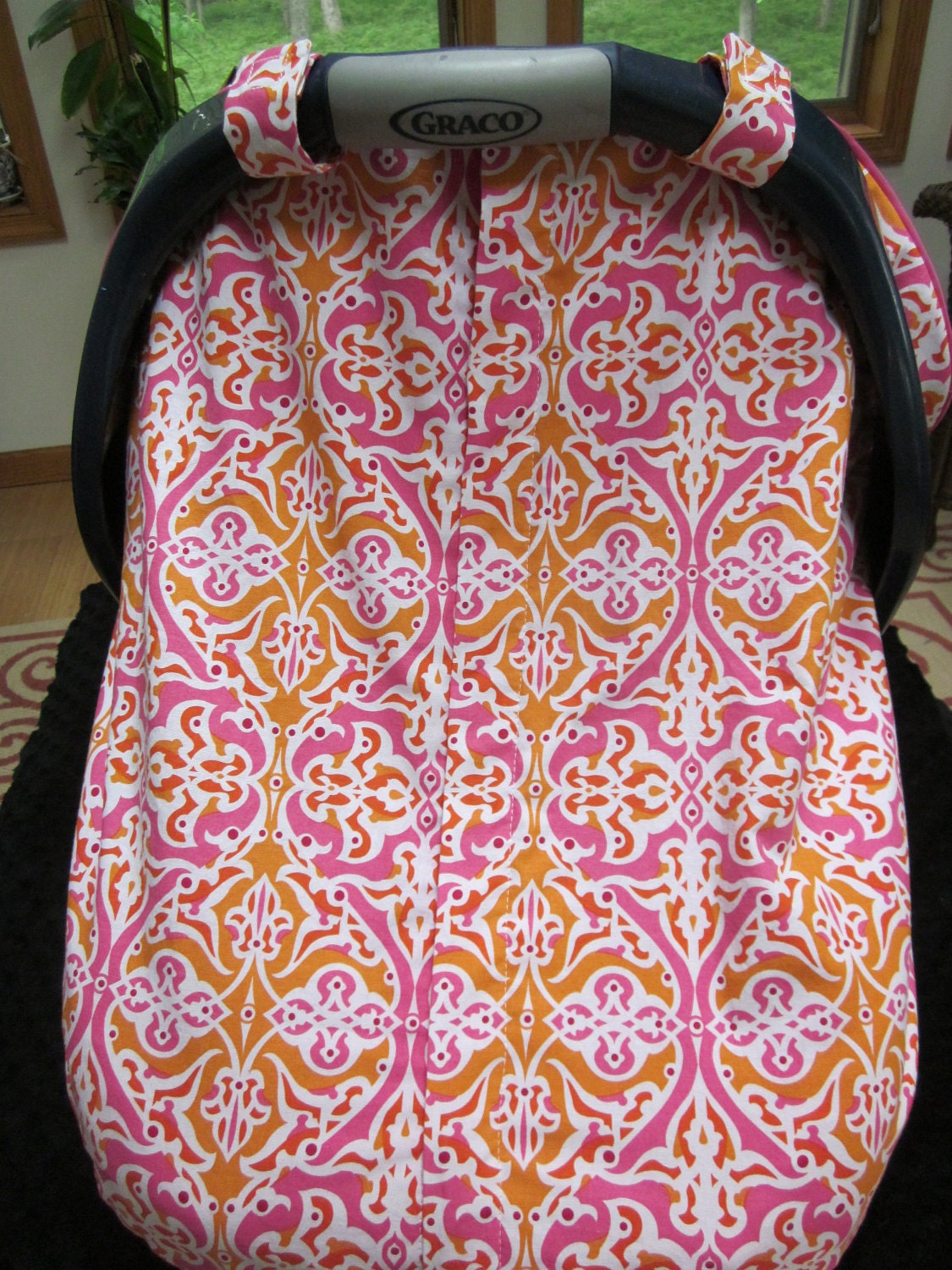Fitted Car Seat Canopy / Cover - Sculpted Garden