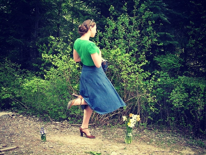 Denim Half Circle Skirt - Retro Farmgirl // Made to Order