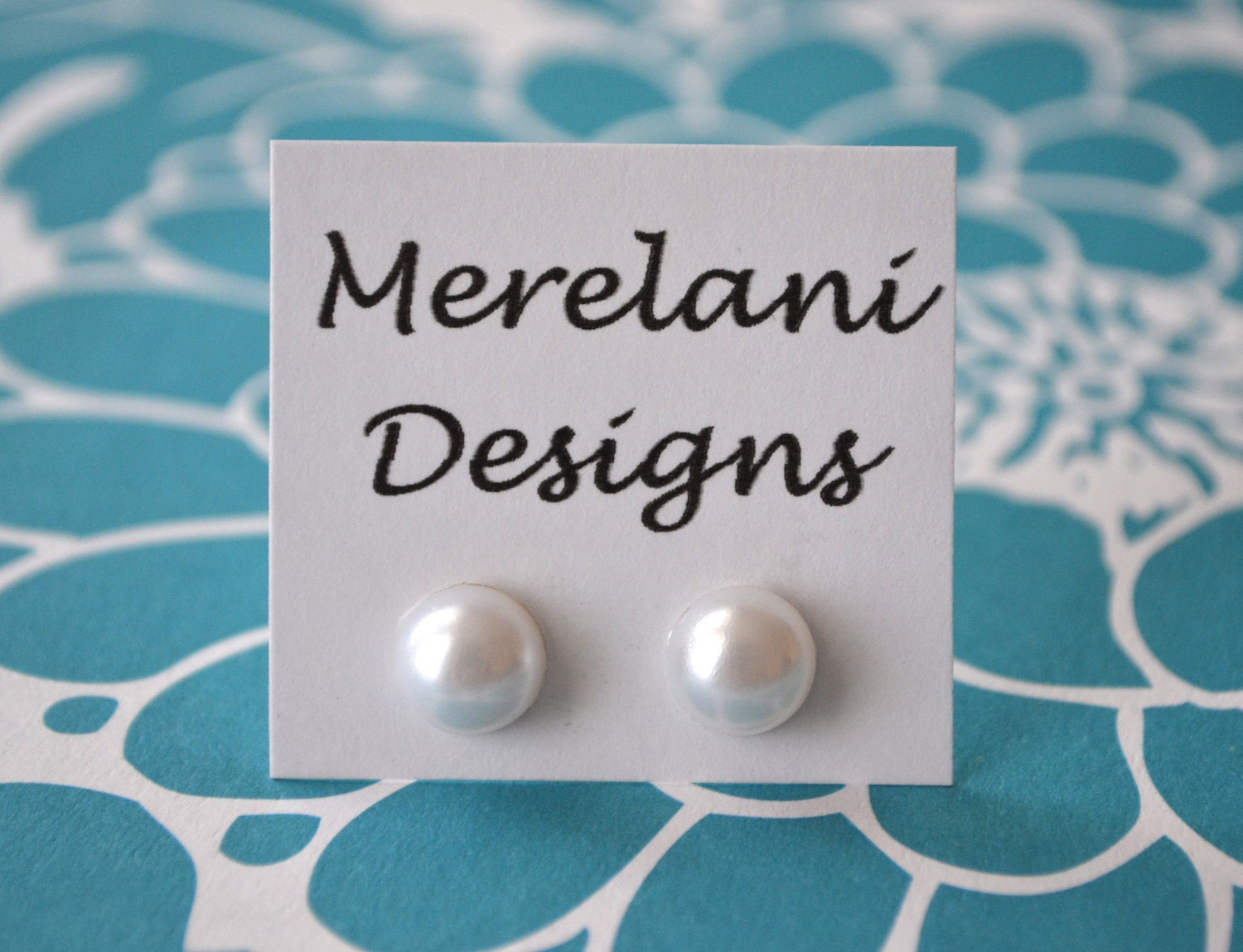 White Pearl Cabochons . Studs . Earrings . Pearl Stud Collection