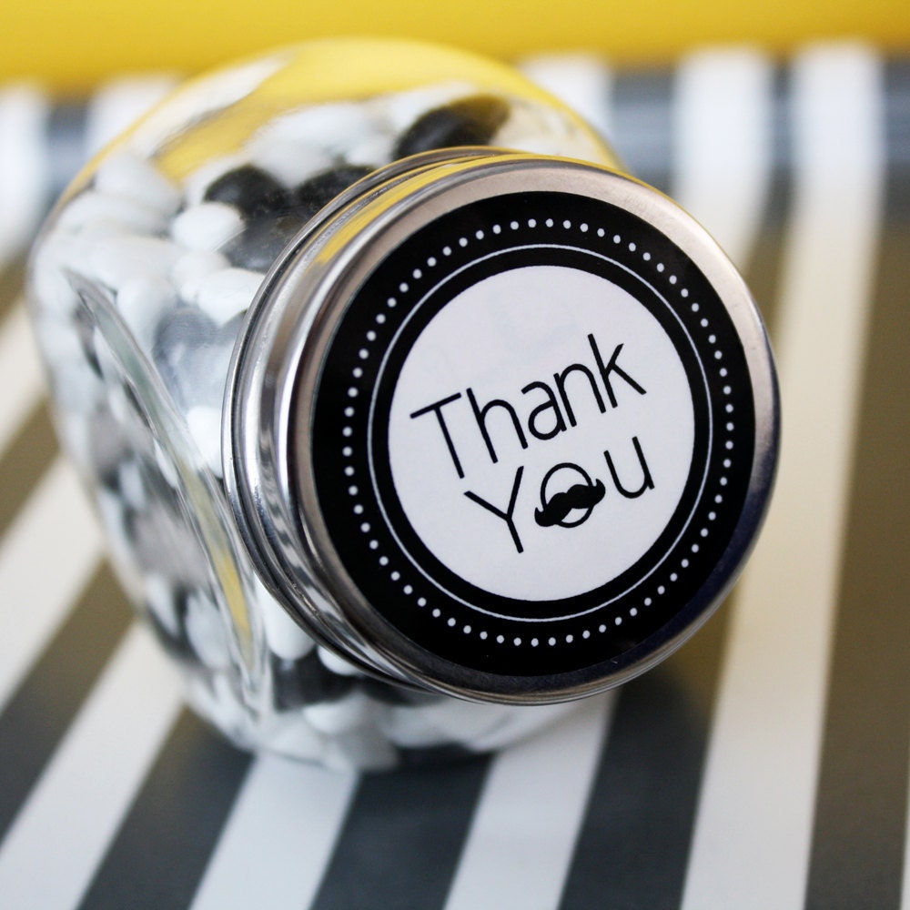 Printable Round Thank You Tags/Labels- 'Stache Bash Collection