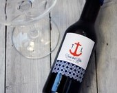 Printable Mini Wine Bottle Label - Nautical Collection