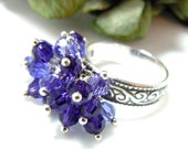 Purple Crystal Ring, Lupus Awareness Jewelry, SIZE 8, Amethyst, Lavender, Tanzanite, REDUCED
