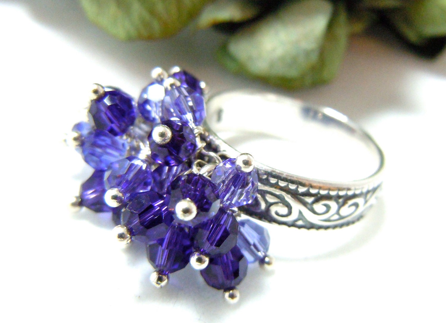 Purple Crystal Ring, Lupus Awareness Jewelry, SIZE 8, Amethyst, Lavender, Tanzanite, DRASTICALLY REDUCED