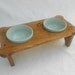Medium Dog Bowl Holder with Sage Green Bowls