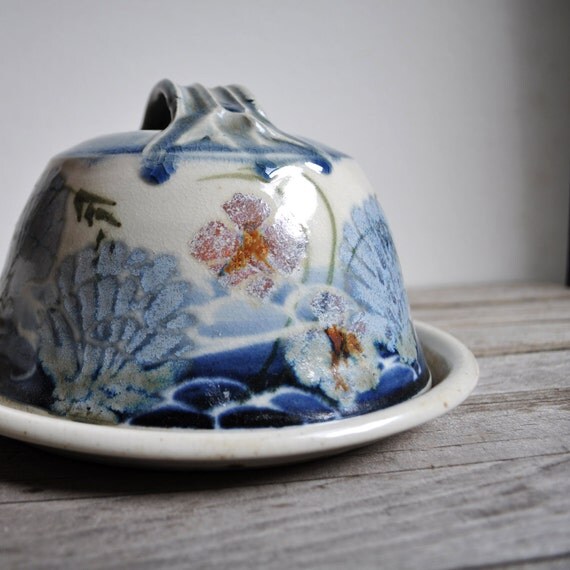 ceramic covered plate handmade and painted by klinker on Etsy