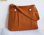 SALE 10% - Messenger bag in Burnt Orange Hemp and Cotton / Tote / Diaper bag / Travel / Shoulder bag / Zippered Purse