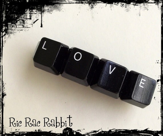 Upcycled Computer LOVE Keys Hair Clip