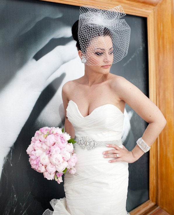 Bridal wedding beaded crystal sash/belt with luxurious vintage buckle.  MAGNIFICENT CHARM