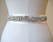 Bridal beaded crystal rhinestone wedding sash/belt.  BIJOUX.