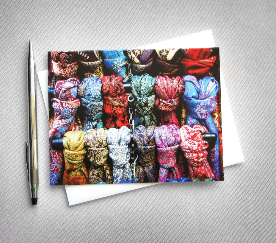 Scarves at the Market blank photo card (Unfading Beauty)