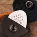 Guitar Pick key chain with leather case - Hand Stamped Personalized Aluminum - Best Daddy Ever