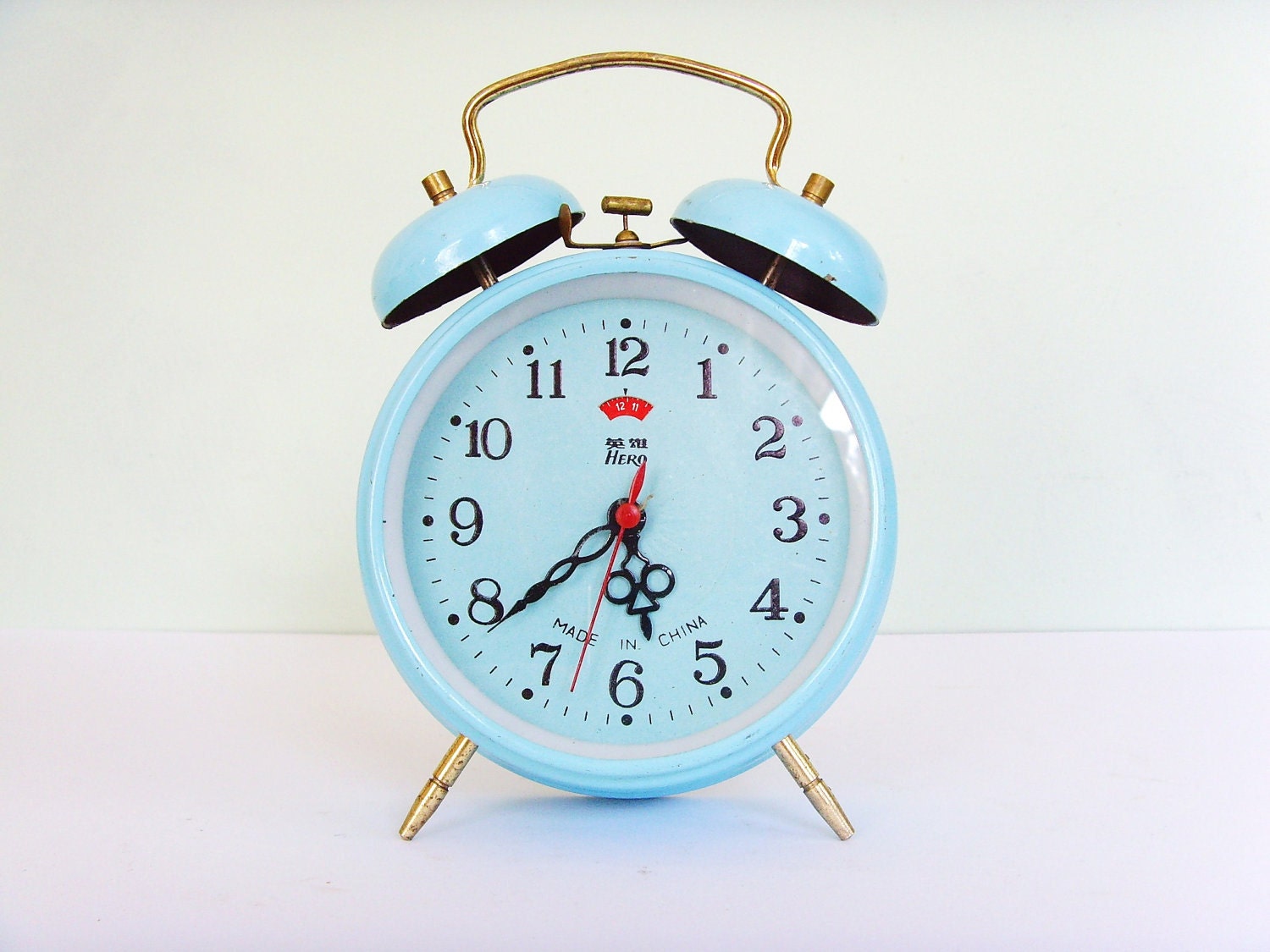 Vintage Hero baby blue alarm clock by KeepitRetro on Etsy