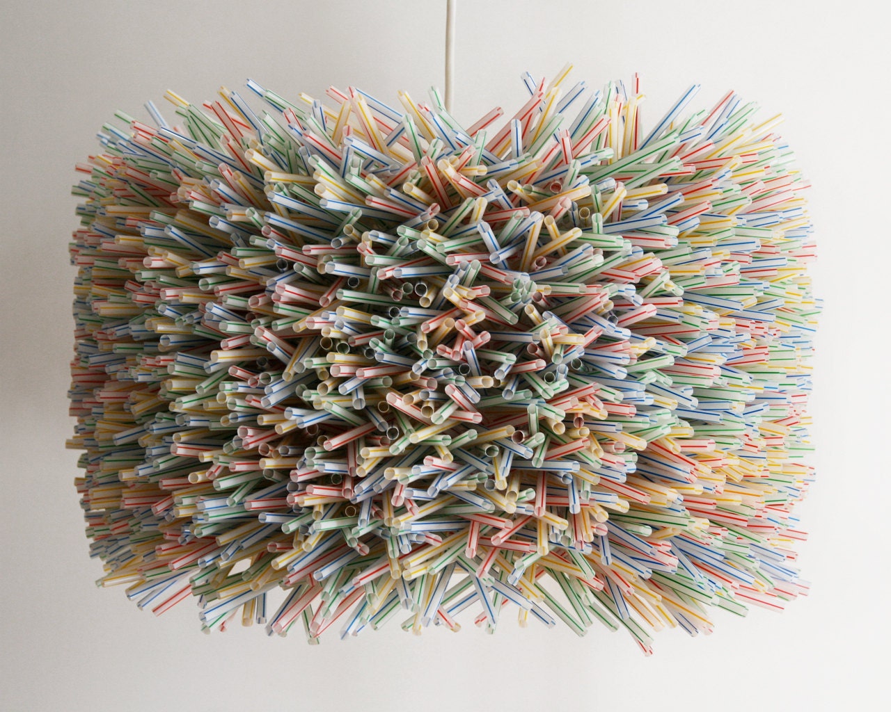 Large Colorful Drum Shade - Drinking Straw Pendant Lamp Shade - Shade ONLY