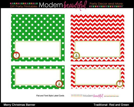 Editable Christmas Food Label Place Cards Table Labels INSTANT DOWNLOAD 50% OFF Il_570xn