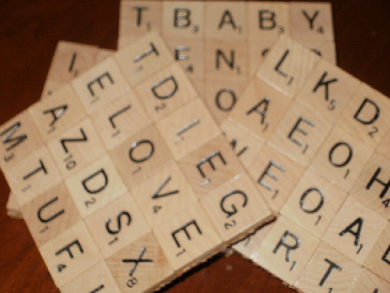 Scrabble Coasters - Set of 4...Made with 80 Scrabble Tiles...Full Cork Bottom not Felt...FREE SHIPPING