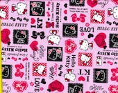 Hello kitty cotton fabric half yard Hot pink with cute hart color Japanese fabric