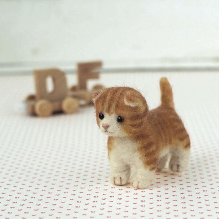 DIY Needle wool felt Brown cat KIT Japanese craft kit