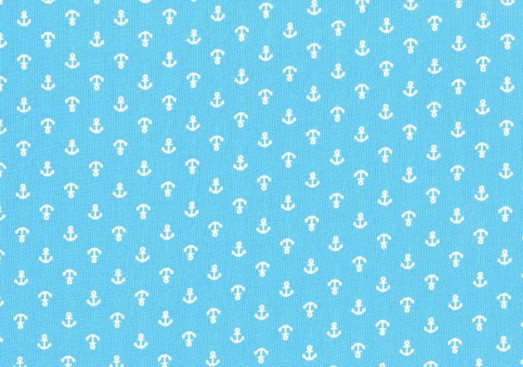 1M Japanese fabric Anchor printed One yard light blue color