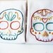 Day of the Dead Wedding Cloth Napkins embroidered sugar skulls