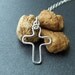 Tiny Cross Charm Religious Christian Catholic Necklace Sterling Silver Cable Chain Hook Clasp Unique Plain Simple