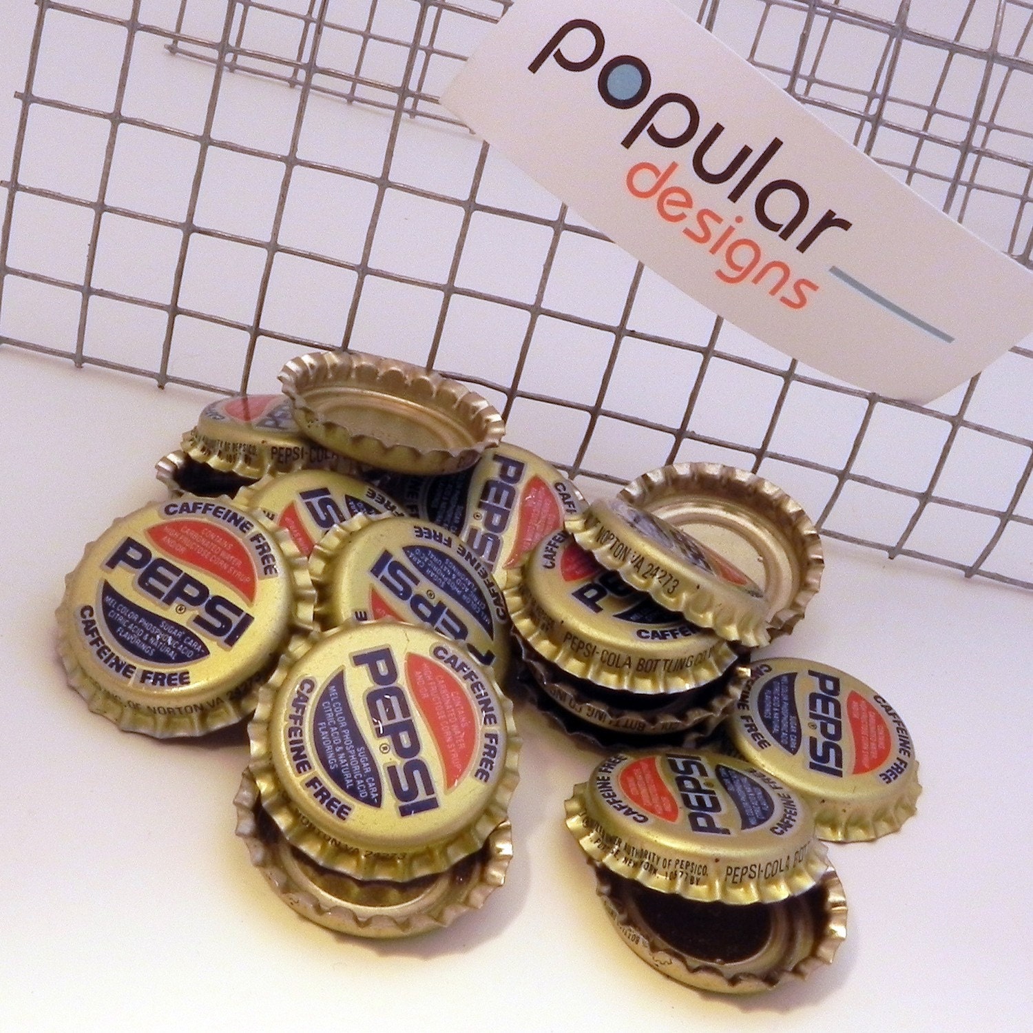 20 Caffeine Free Pepsi Vintage Unused Soda Pop Bottle Caps scrapbook  jewelry crafts pop art