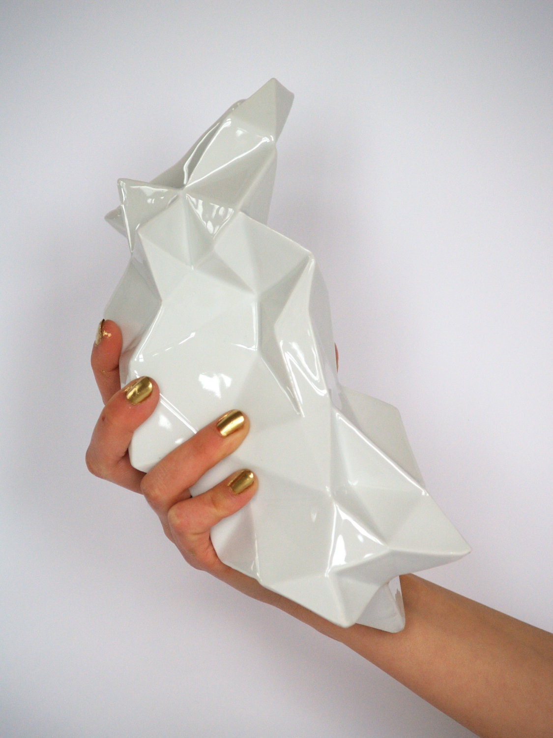 Modern geometric white porcelain Vase - contrmporary ceramic design