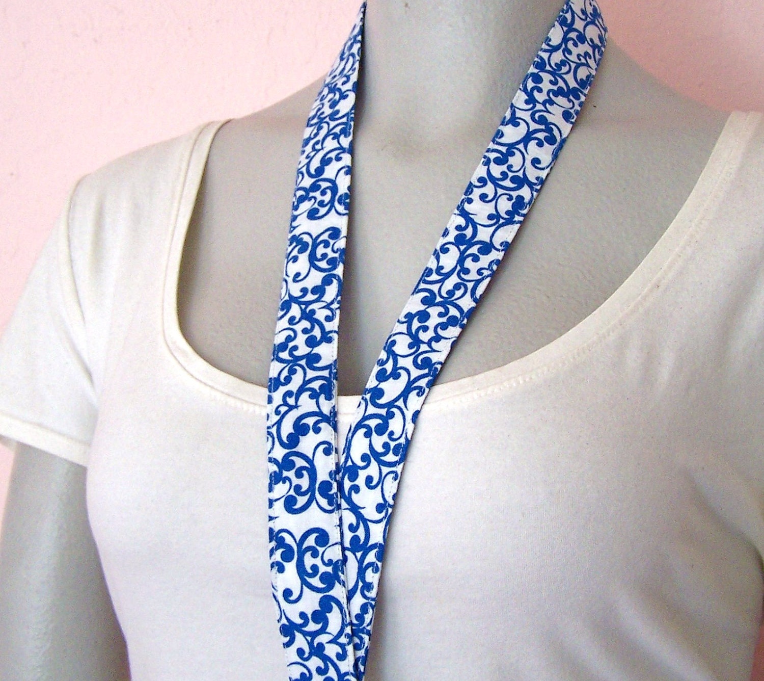 Neck Lanyard, Key Lanyard, Badge Lanyard, White background with Blue swirls, Last One