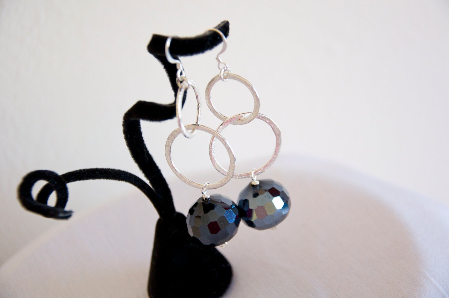 Sale: Stardust Dangle Earrings with Large Navy Chinese Crystals