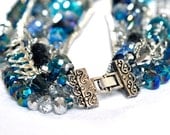 Mega Bling Blue and Silver Eight Strand Necklace