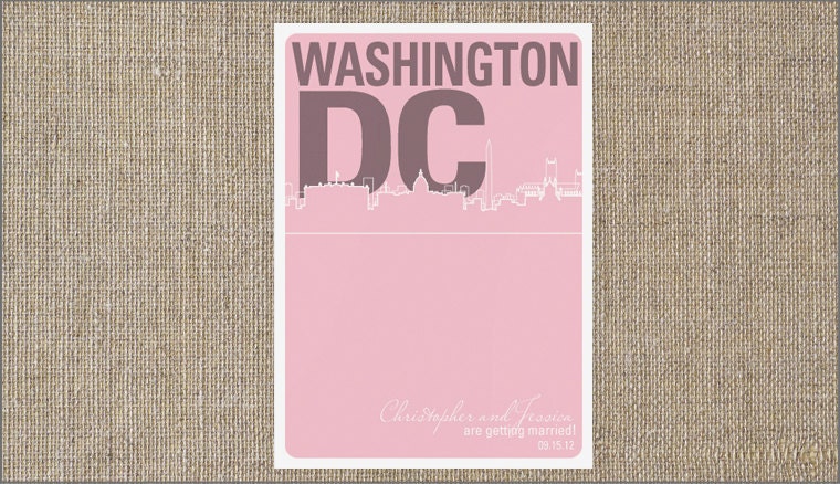50 Washington DC Save the Date Cards - Customizable - Wedding Save the Dates